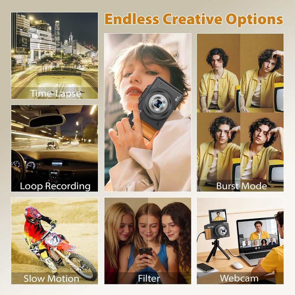 5K Digital Camera for Photography, 80MP Vlogging Camera for YouTube