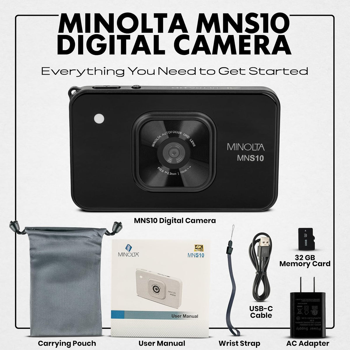 Minolta MNS10 48MP 4K Ultra HD Digital Camera - Black