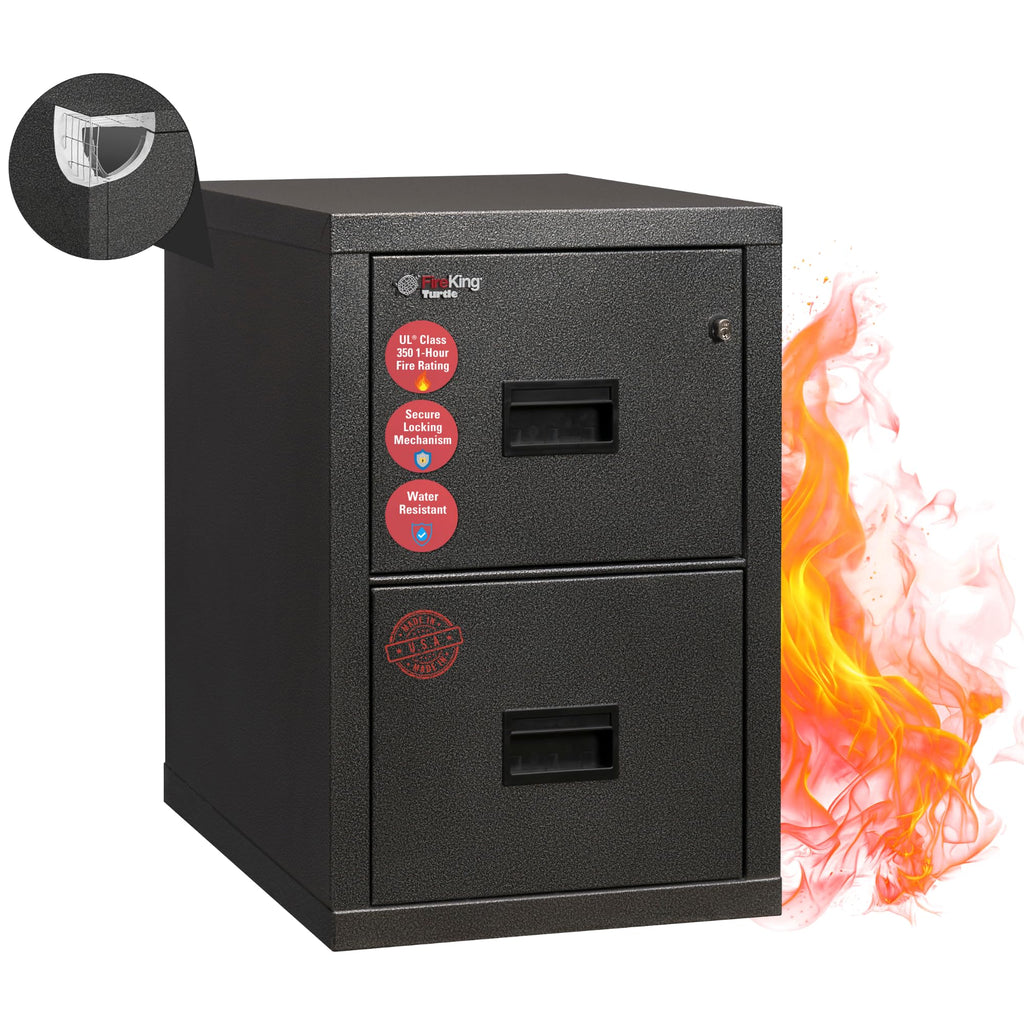 FireKing Turtle Vertical 4 Drawer Fire Rated File Cabinet, Platinum