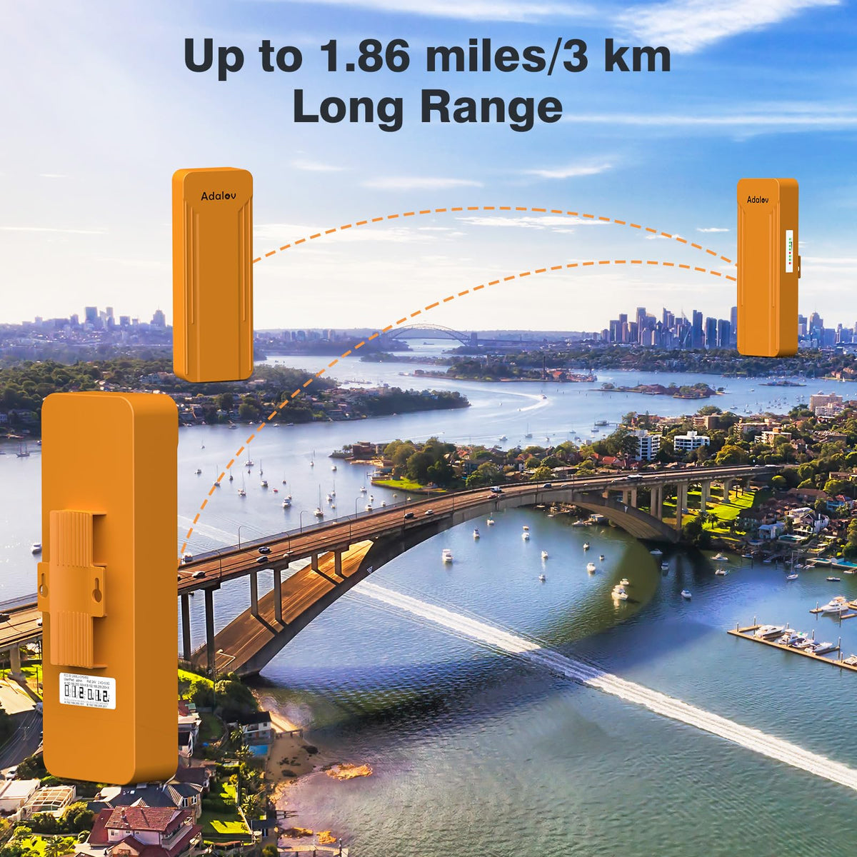 AdaLov CPE369 Wireless Bridge 3-Pack, 5.8 GHz, 3 km, Gigabit PoE, PtP/PtMP