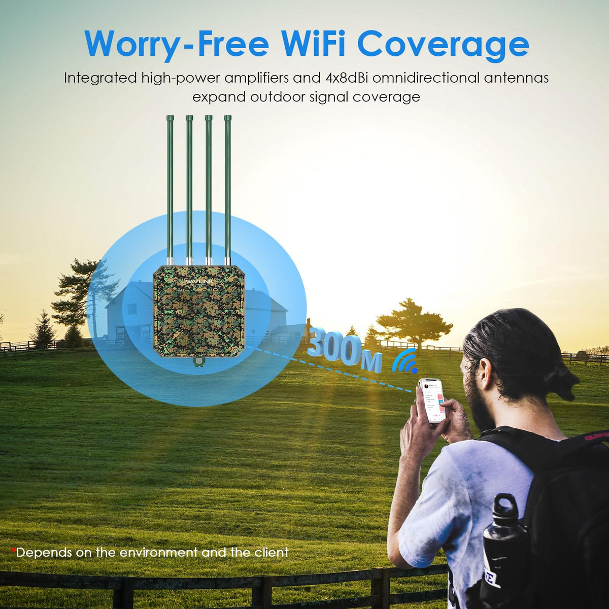 WAVLINK AX3000 Outdoor WiFi 6 Extender Long Range,Outdoor Access Point