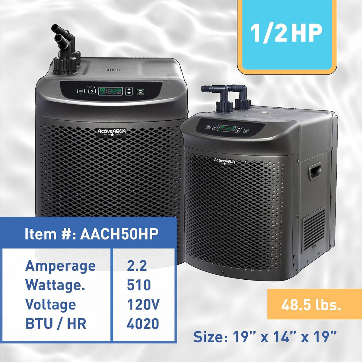 Active Aqua Water Chiller with Boost, 0.5 HP, 90-172 Gal, Cold Plunge