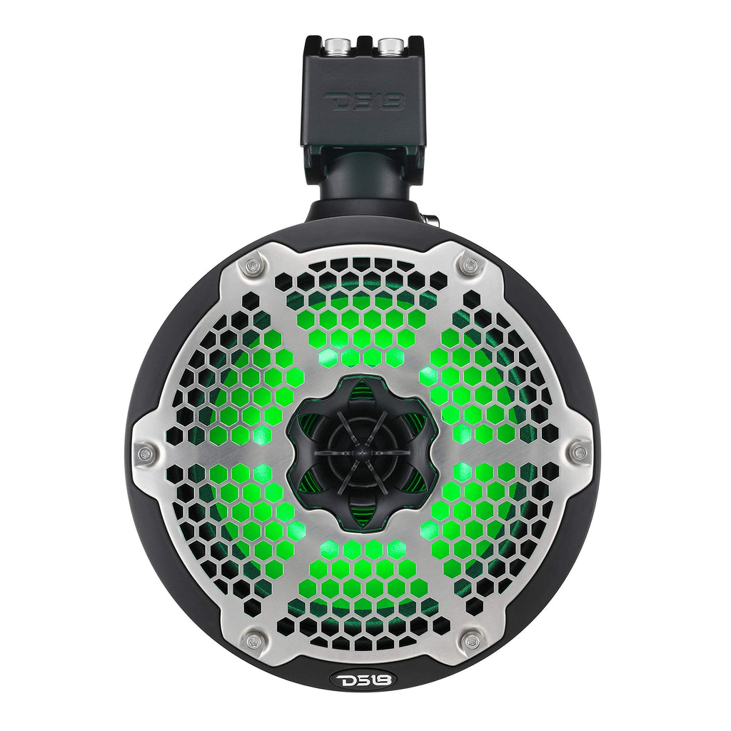 DS18 CF-X10TPNEO 10" Neodymium Marine Wakeboard Tower Speakers with Bullet Tweeter, Passive Radiator and RGB LED Lights - High Performance, Marine Grade IP65 Rated, 900W Max 300W RMS 4 Ohms (Pair)