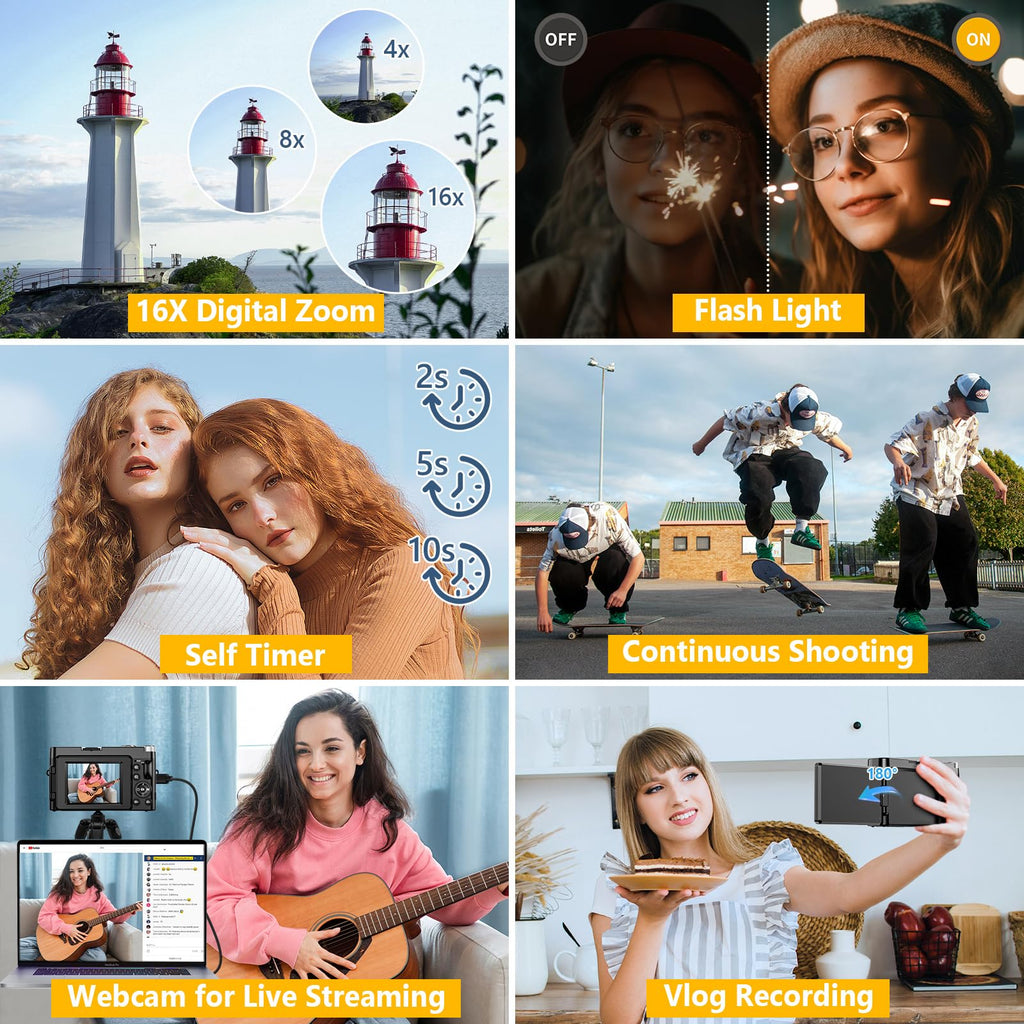 4K Digital Camera for Photography Autofocus, 64MP WiFi Vlogging Camera