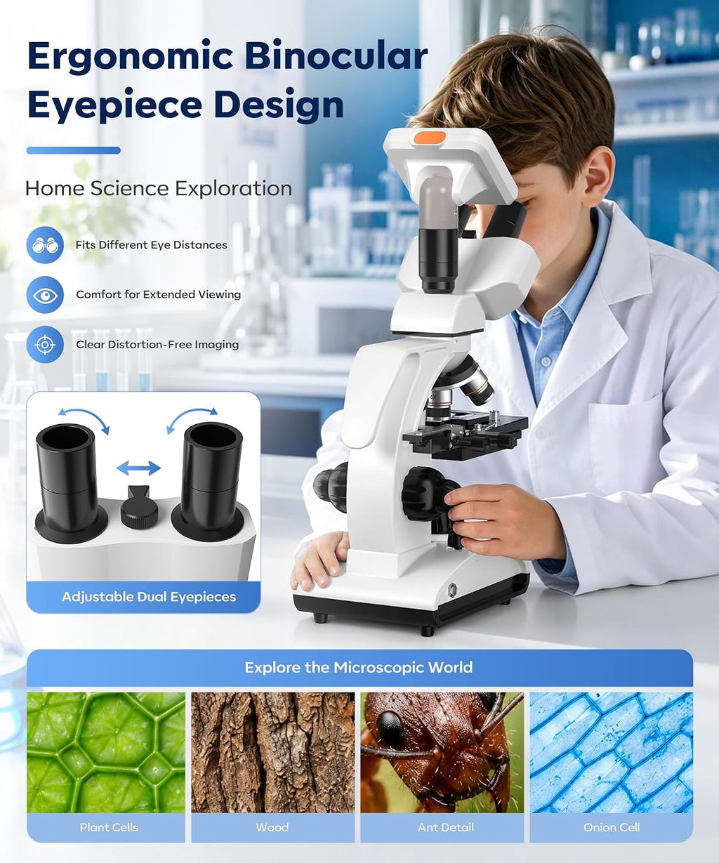 PalliPartners 40x-2000x Biological Compound Trinocular Microscope