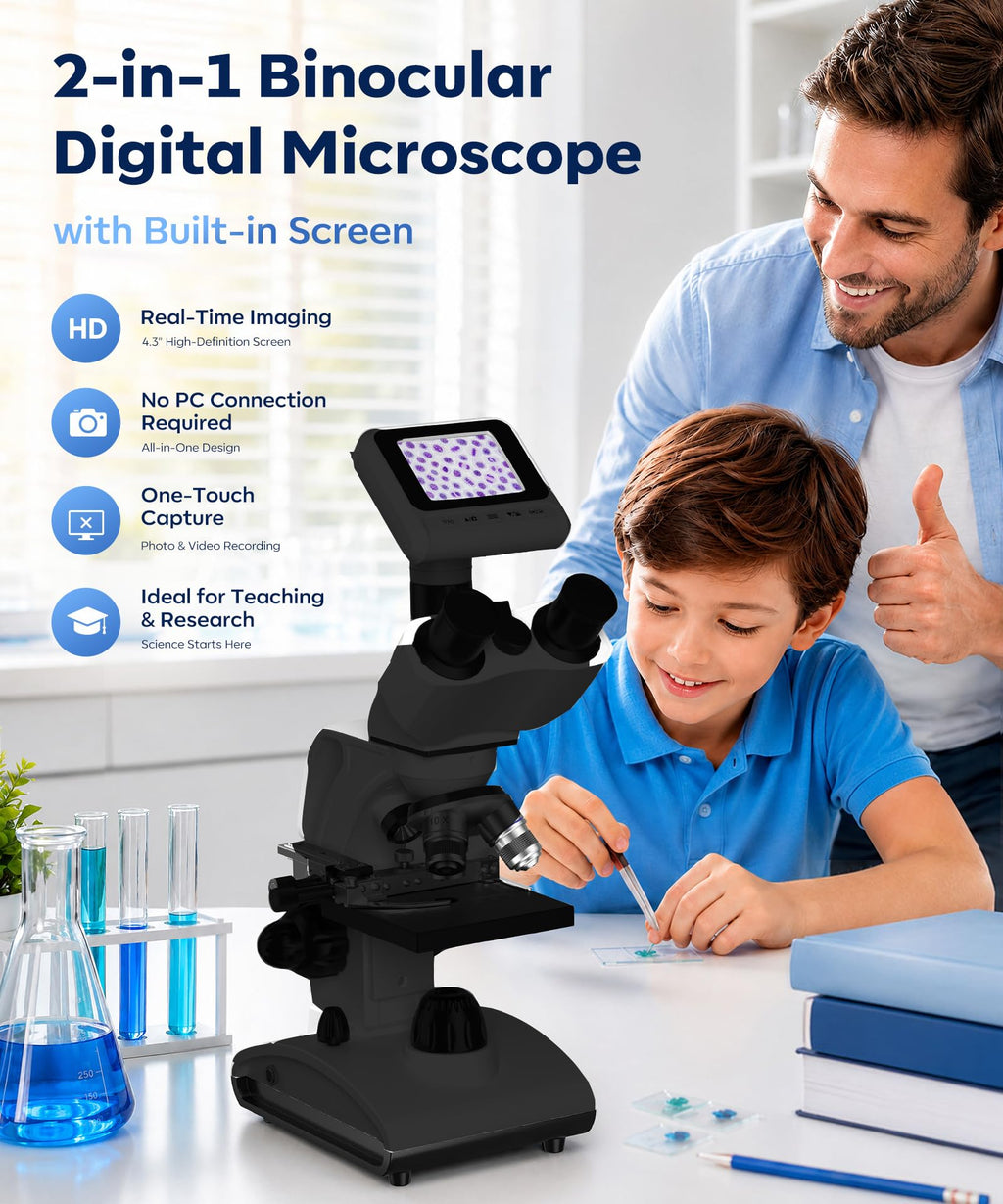 PalliPartners 40x-2000x Biological Compound Trinocular Microscope