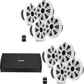 KICKER Marine Audio Bundle â (8) 6.5" White 4-Ohm Coaxial Speakers (4 Pair) with 48KXMA800.8 800W 8-Channel Amplifier â OEM Replacement Boat System