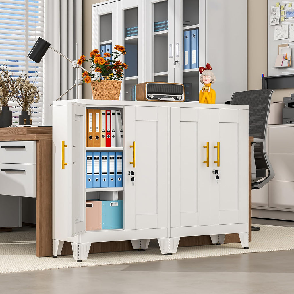 35" Lockable Rolling Metal Storage Cabinet, Steel Employee Storage Locker