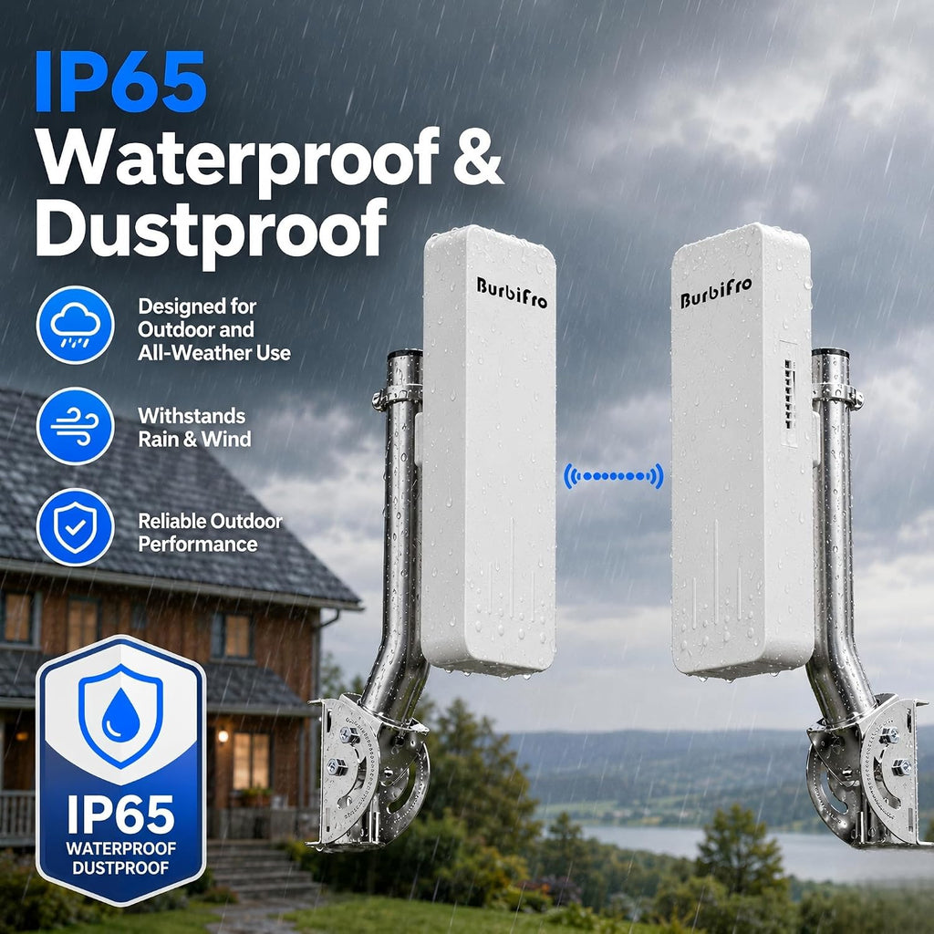 Point to Point Wireless Bridge Outdoor Kit, 5.8GHz with 14dBi Antenna - Extend Network to Barn, Shop, Garage | IP65 Waterproof, PtP/PtMP, 24V POE Power, 2-Pack