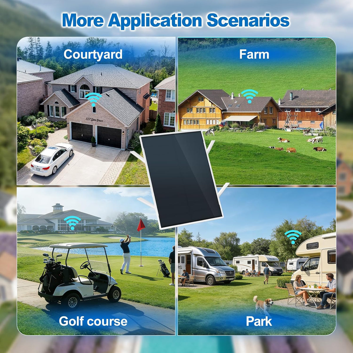 Outdoor WiFi Extender Signal Booster for Security Camera - (2nd Gen) Solar-Powered WiFi Repeater with Long Range | IP65 Waterproof Wi-Fi Access Point for Villa, Farms, Yards, RVs & Campsites
