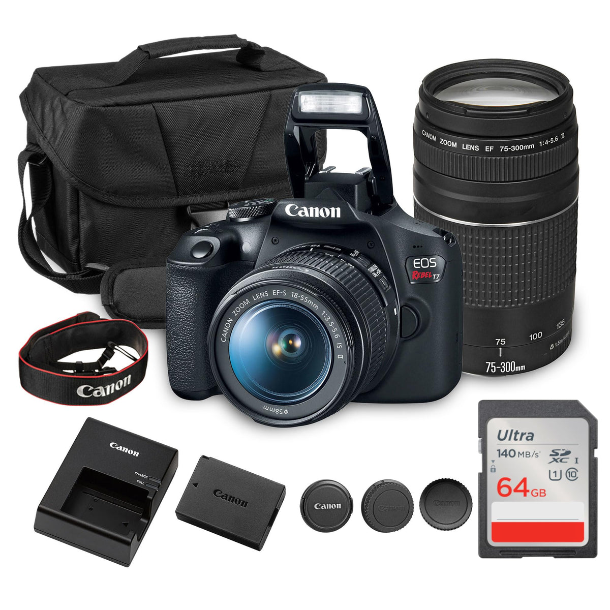 Canon EOS Rebel T7 DSLR Camera with 18-55mm Lens Bundle