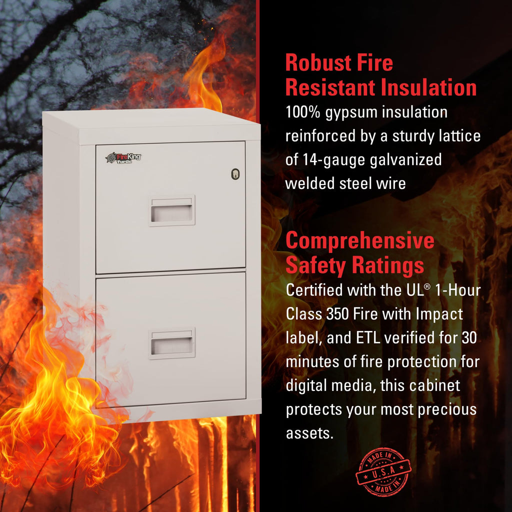FireKing Turtle Vertical 4 Drawer Fire Rated File Cabinet, Platinum