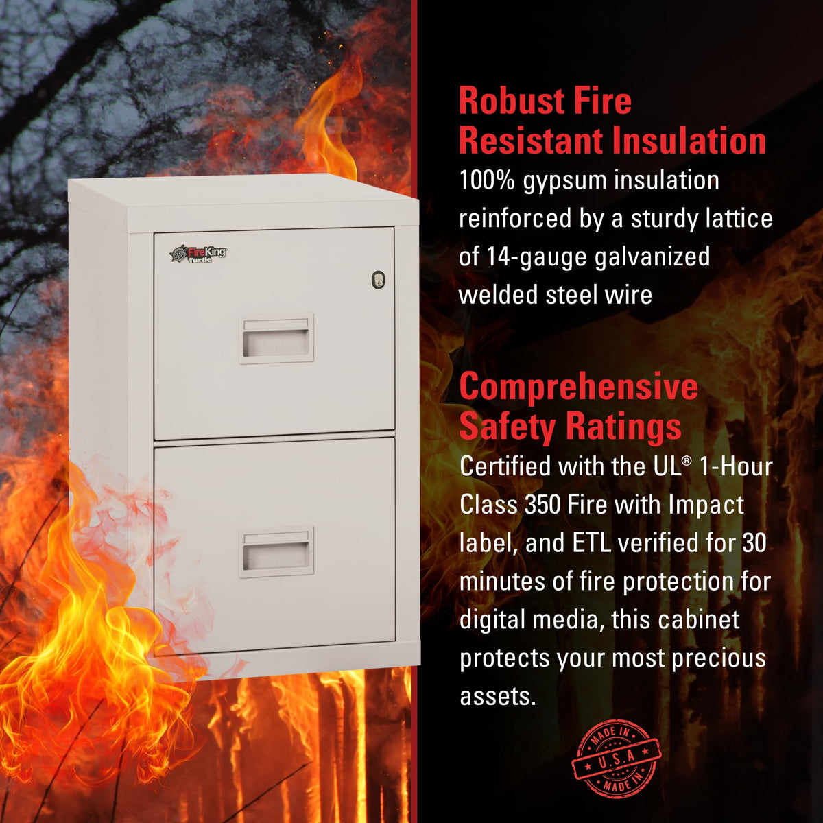 FireKing Turtle Vertical 4 Drawer Fire Rated File Cabinet, Platinum