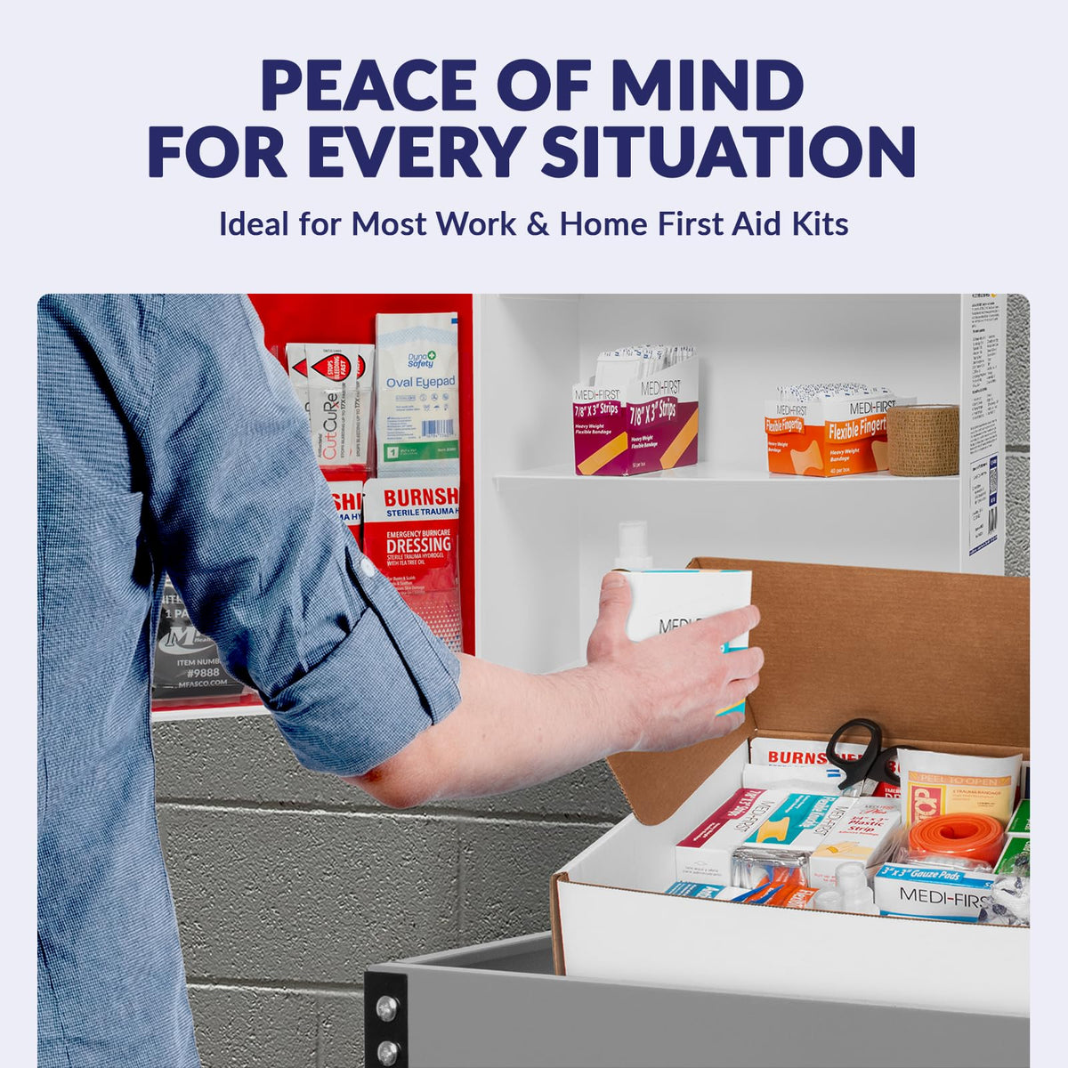 MFASCO OSHA/ANSI 2021 Class B Compliant First Aid Cabinet, Large, 3-Shelf