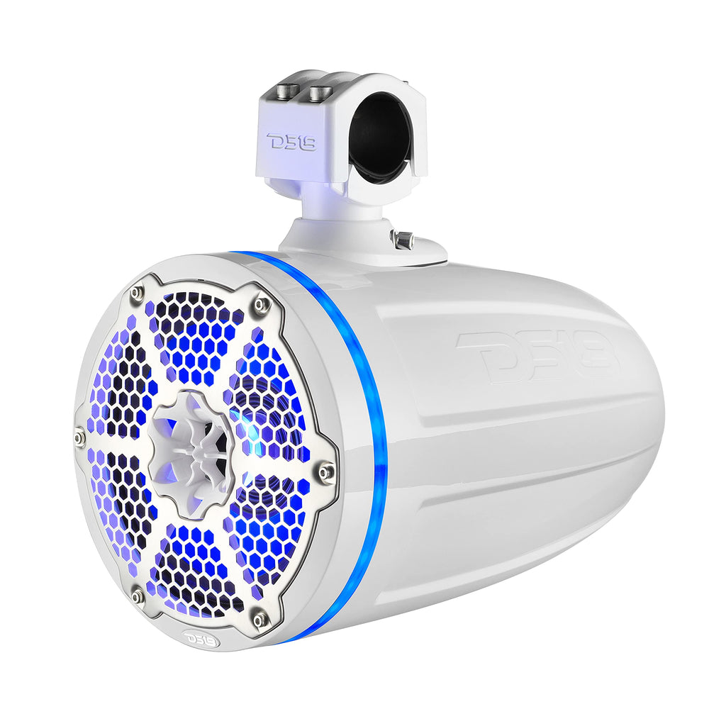 DS18 CF-X10TPNEO 10" Neodymium Marine Wakeboard Tower Speakers with Bullet Tweeter, Passive Radiator and RGB LED Lights - High Performance, Marine Grade IP65 Rated, 900W Max 300W RMS 4 Ohms (Pair)