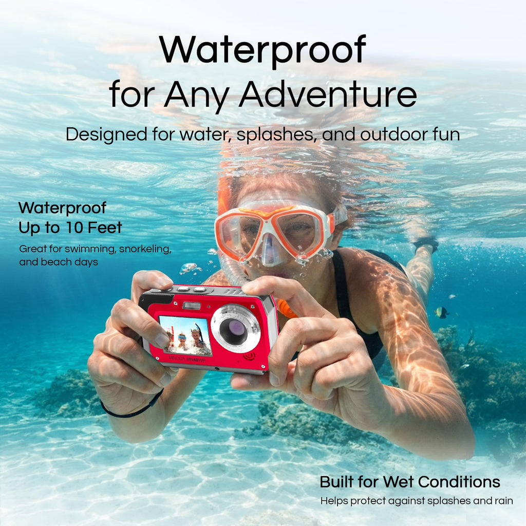 Minolta MN40WP 48MP QHD Dual LCD Screen Waterproof Camera, Blue