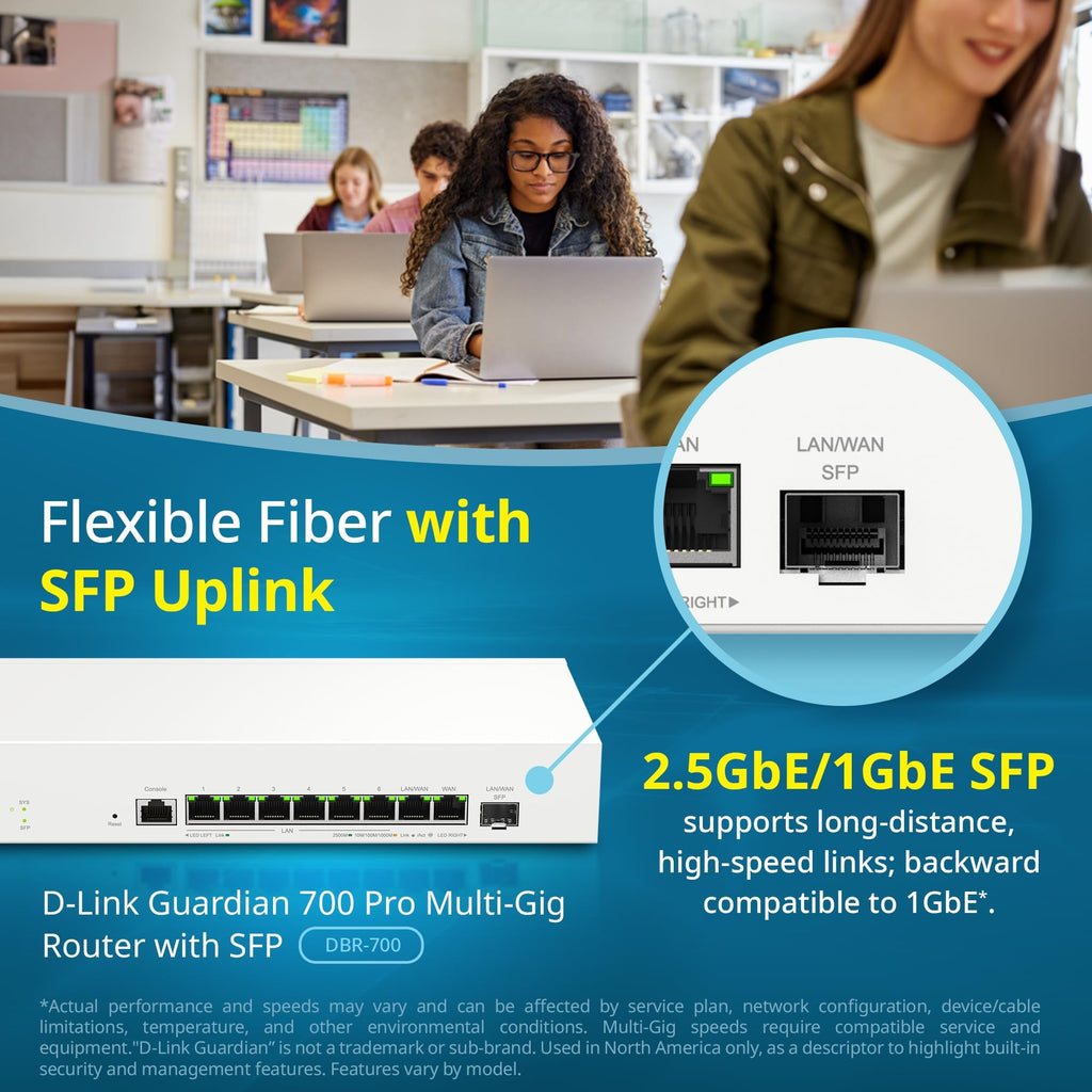 D-Link Guardian 600 PoE Multi-Gig Business Router (DBR-600-P), Premium Router with Multi-WAN Failover, SPI Firewall, 8X 2.5GbE PoE+ LAN, VPN