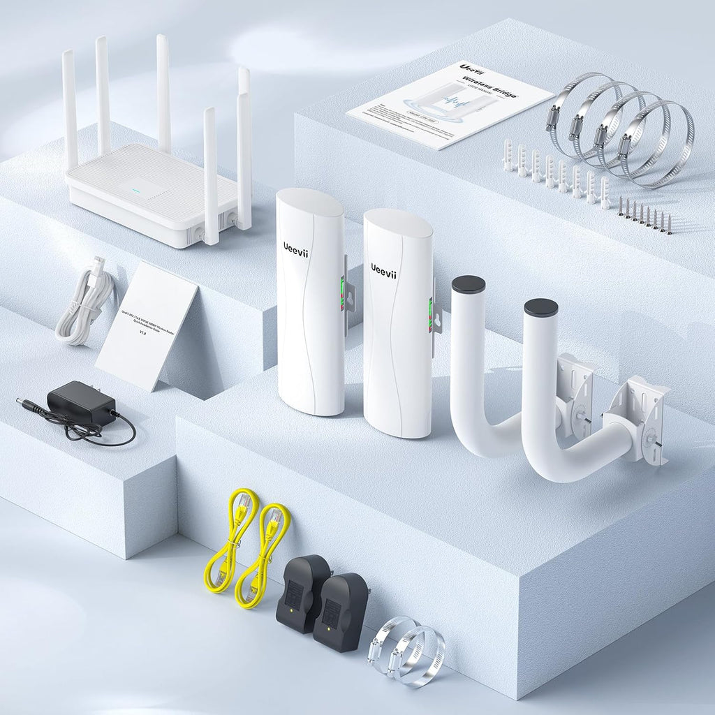 UeeVii 5KM Dual Gigabit Point to Point Wireless Bridge Complete Kit CPE688