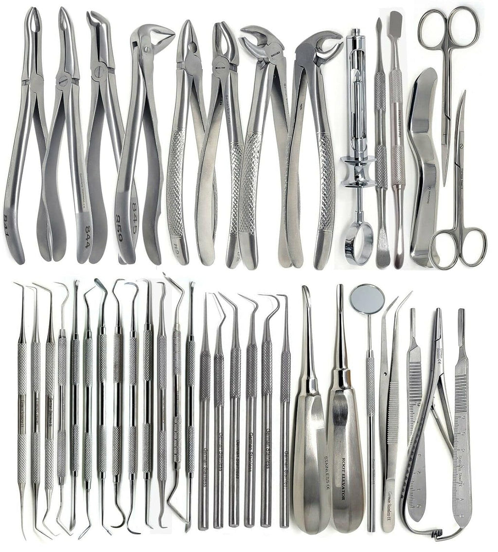 Premium Grade 80 Pcs Dental Extraction Extracting Scalers Forceps Elevators Oral Instruments Set Kit
