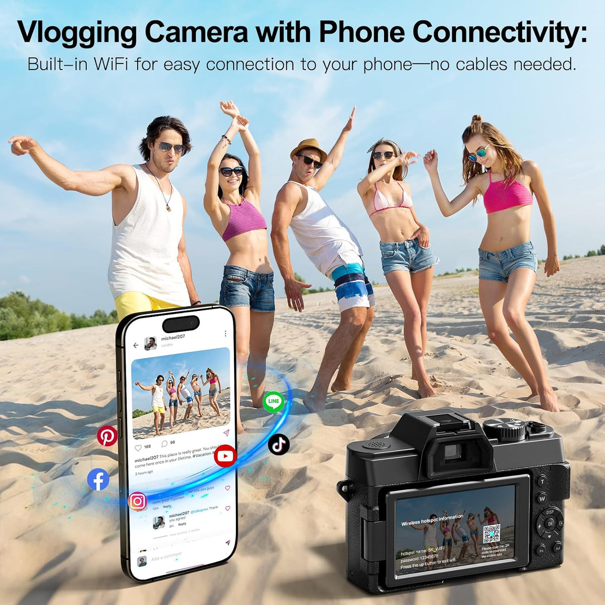 G-Anica 5K 64MP Digital Cameras for Photography with Dual-Lens WiFi