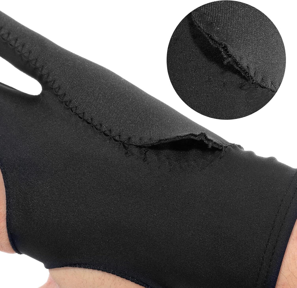 Gjinxi 4 PCS Artist Glove Digital Tablet Drawing Black Glove Smudge Guard