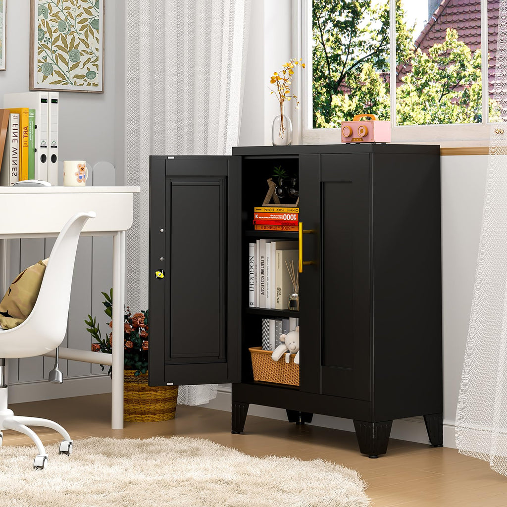35" Lockable Rolling Metal Storage Cabinet, Steel Employee Storage Locker