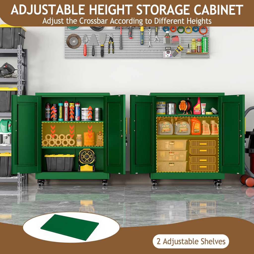 35" Lockable Rolling Metal Storage Cabinet, Steel Employee Storage Locker