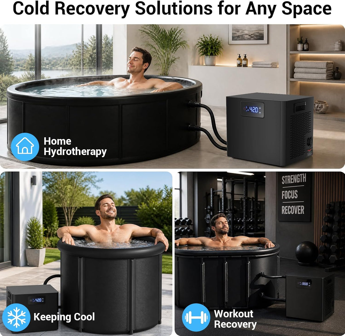 Cold Plunge Chiller for Ice Bath Tub, 1/3HP Water Chiller, Built-in Filter