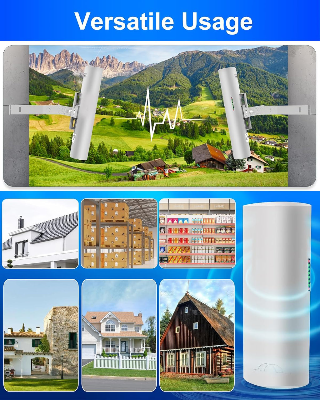 Outdoor Wireless Bridge 5.8G, 2-Pack Point to Point CPE with 12dBi Antenna