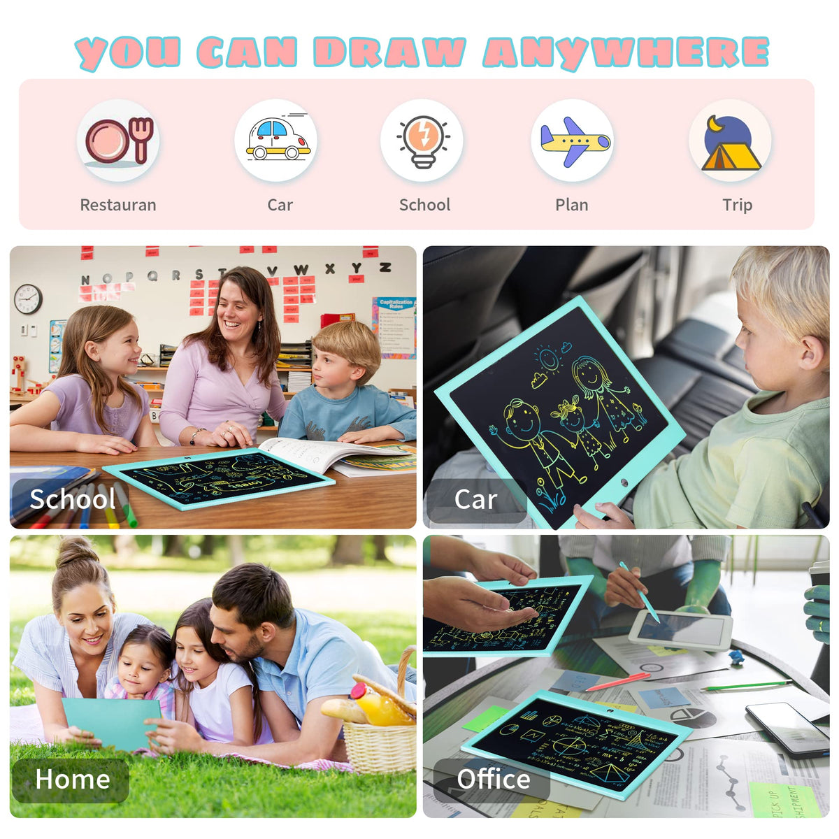 LCD Writing Tablet for Kids, 10 Inch Colorful Drawing Board Learning Toys