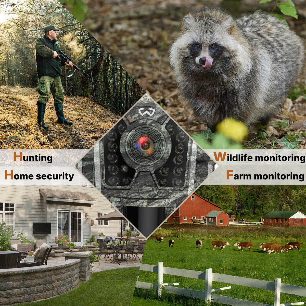 WOSODA Mini Trail Camera 4 Pack 30MP 1080P HD, Game Cam with SD Card, Waterproof Tiny Deer Camera Night Vision Motion Activated with Fast Trigger Time for Outdoor Wildlife Monitoring