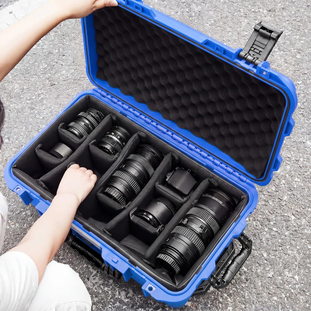 Relaxweex Rolling Camera Hard Case with 15 Padded Dividers & Wheels
