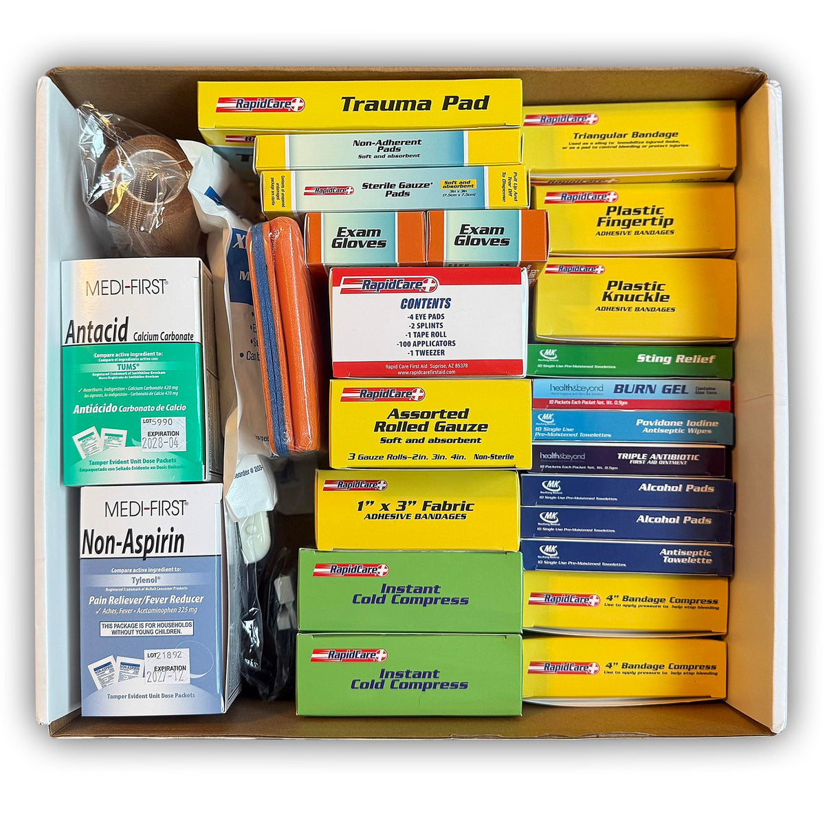 Rapid Care 4-Shelf First Aid Refill Kit - 1033 Piece OSHA & ANSI Compliant First Aid Cabinet Refill, Serves 150+ People, Color-Coded Workplace, Office & School First Aid Supplies