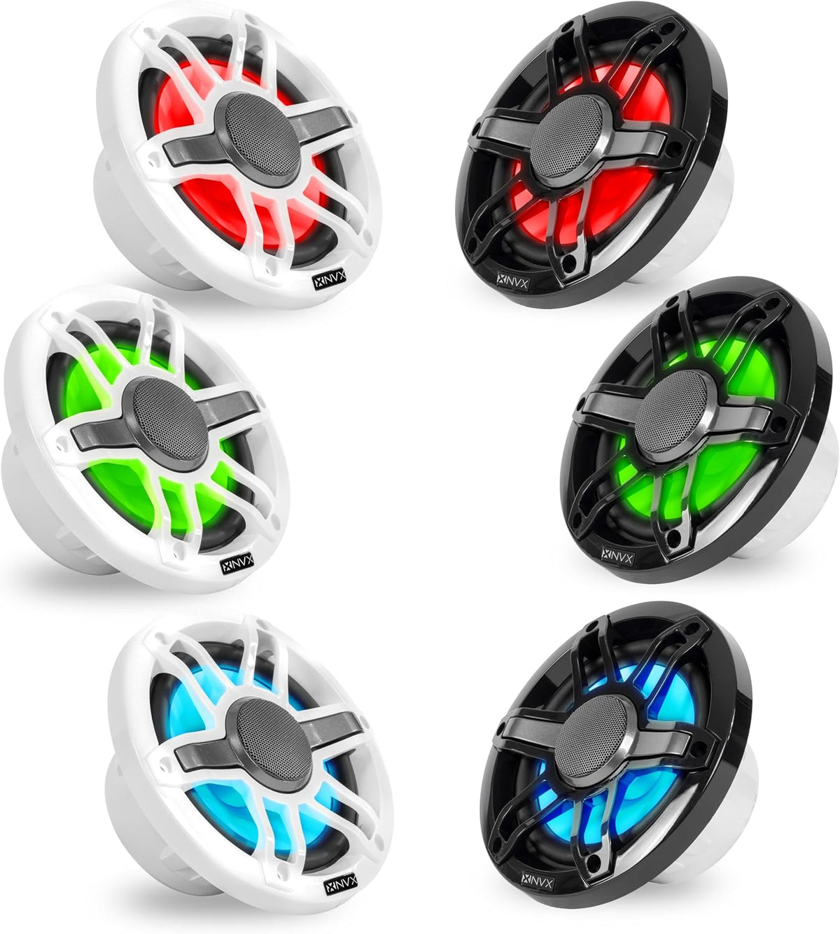 NVXÂ® Premium 6.5â Coaxial Speakers (Pair) White and Black Grilles Included