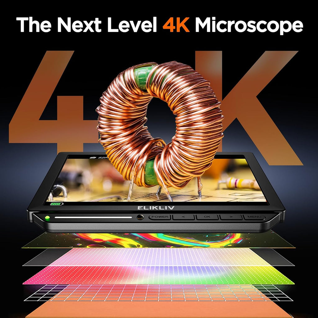 Elikliv Autofocus 4K Digital Microscope EM4K-AF, 8" Soldering Microscopes