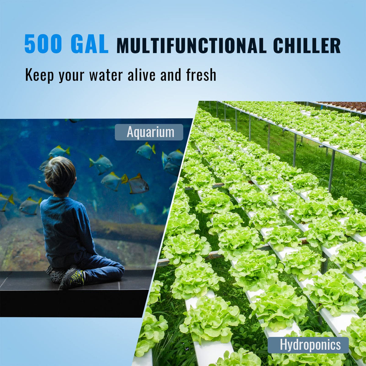 VEVOR Aquarium Chiller 150Gal 1/2HP Quiet Cooler with Titanium Evaporator