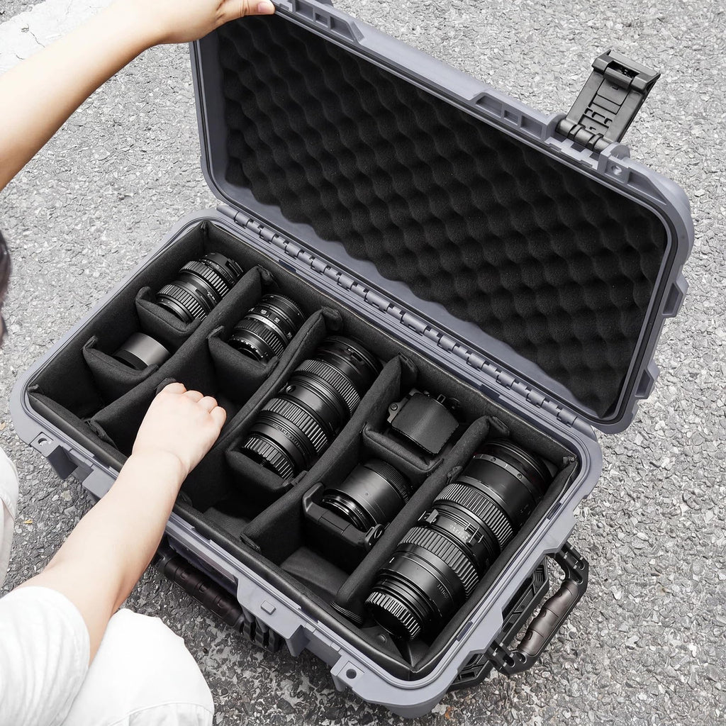 Relaxweex Rolling Camera Hard Case with 15 Padded Dividers & Wheels