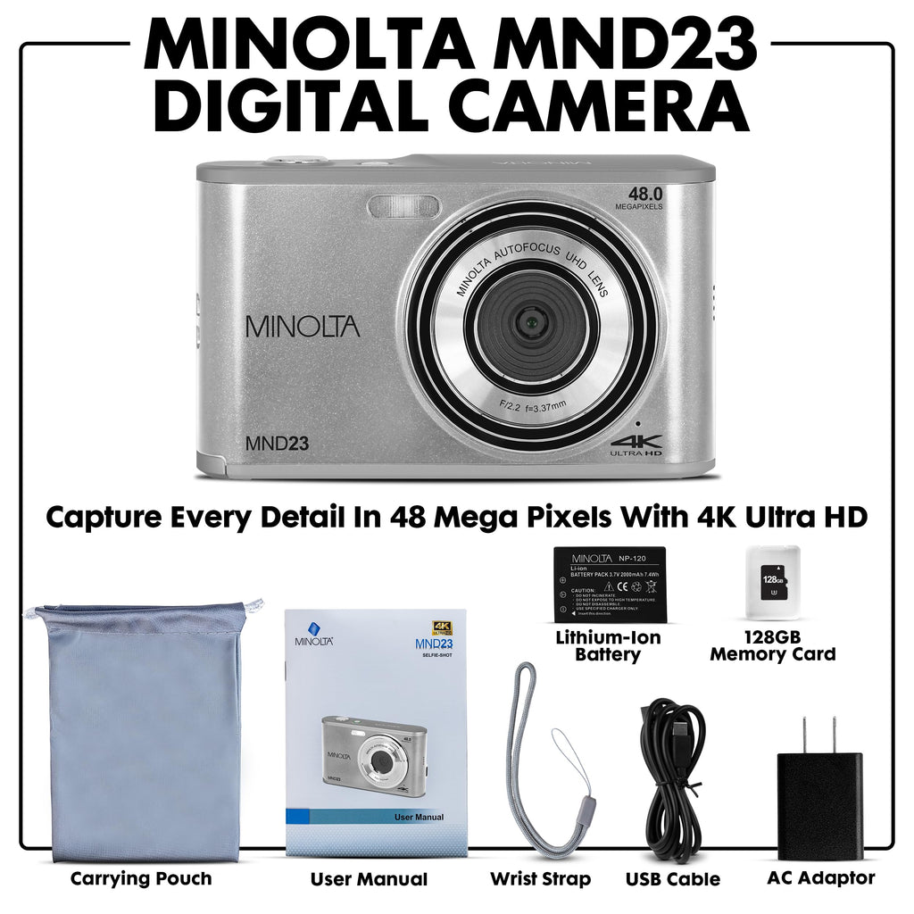 Minolta MND23 4K Selfie Digital Camera - Blue
