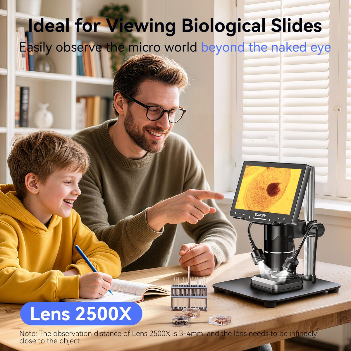 TOMLOV TriL110 3-Lens Digital Microscope 2500Xï¼Full View Coin Magnifier 10"