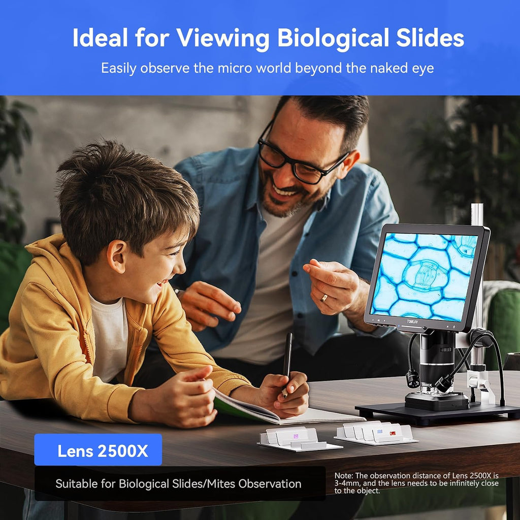 TOMLOV TriL110 3-Lens Digital Microscope 2500Xï¼Full View Coin Magnifier 10"