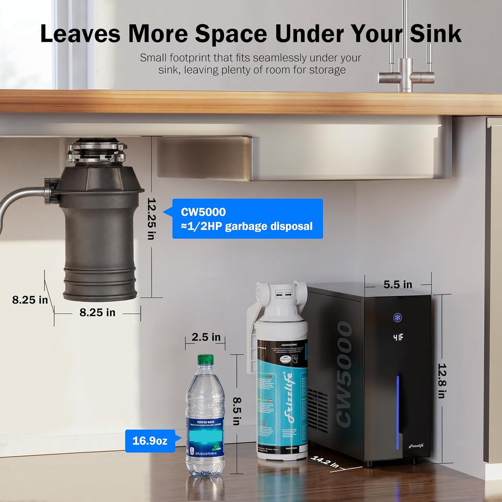 Frizzlife Under Sink Water Chiller Cooling System with Filter, CW5000+MS99