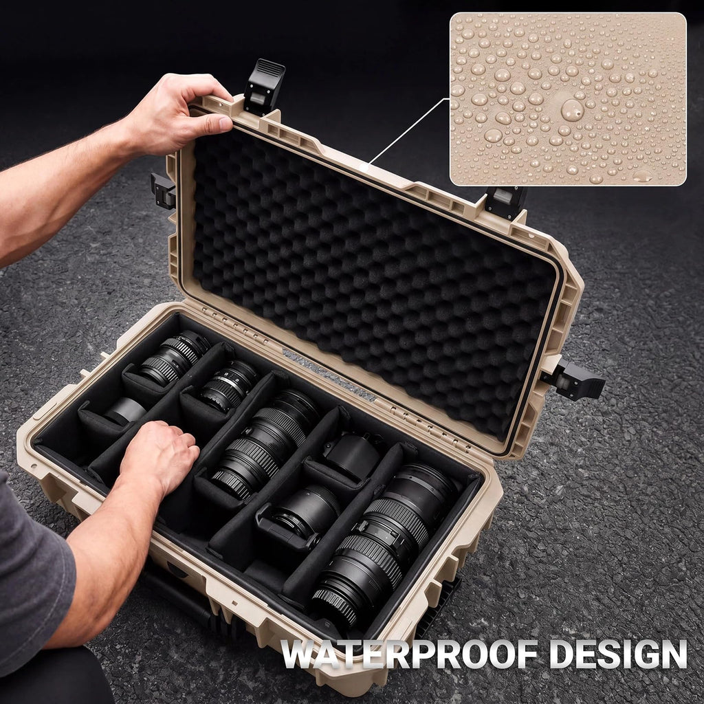 Relaxweex Rolling Camera Hard Case with 15 Padded Dividers & Wheels