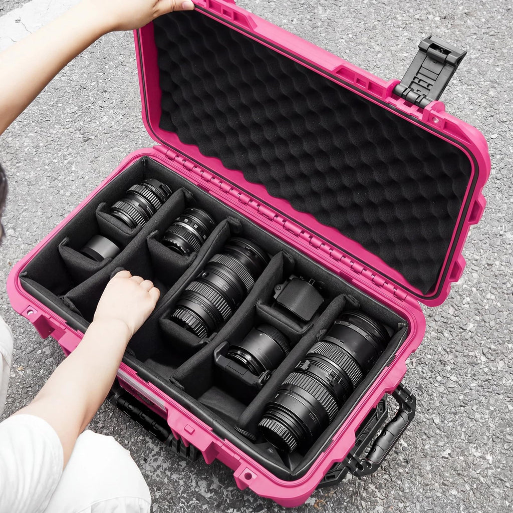 Relaxweex Rolling Camera Hard Case with 15 Padded Dividers & Wheels