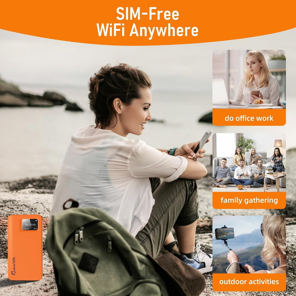 RoamWiFi Mobile Hotspot Pocket WiFi, Portable WiFi No SIM Card Needed, MiFi