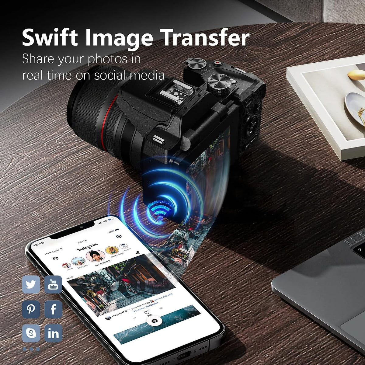 8K & 64MP Digital Camera for Photography, 48X Zoom with Moon Modeï¼Black