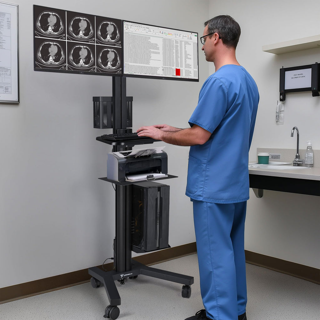 AW NexusX Commander Mobile Computer Cart Medical Rolling PC Stand Desk