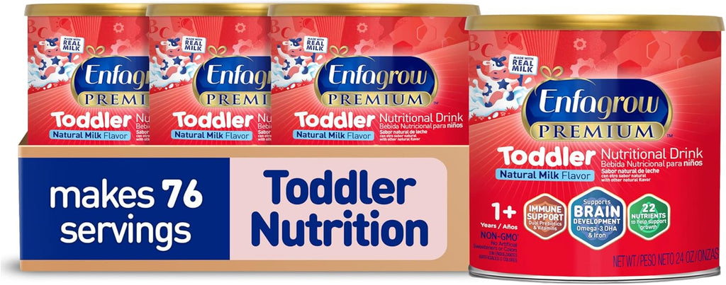 Enfagrow Premium Toddler Milk Nutritional Drink, Natural Milk, 24 Oz, 4 CT