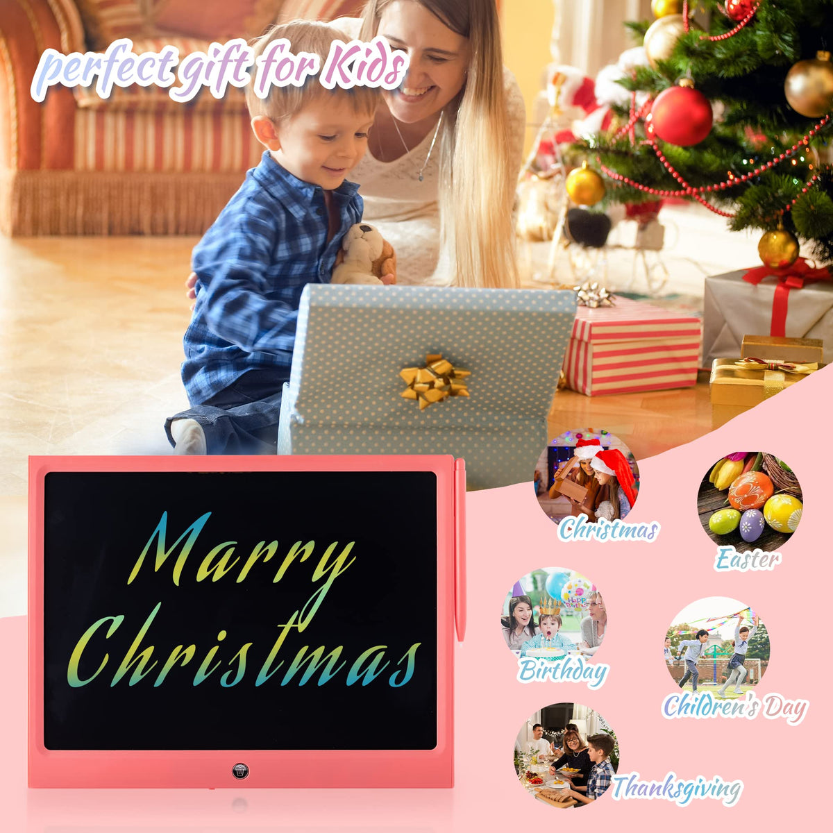 LCD Writing Tablet for Kids, 10 Inch Colorful Drawing Board Learning Toys