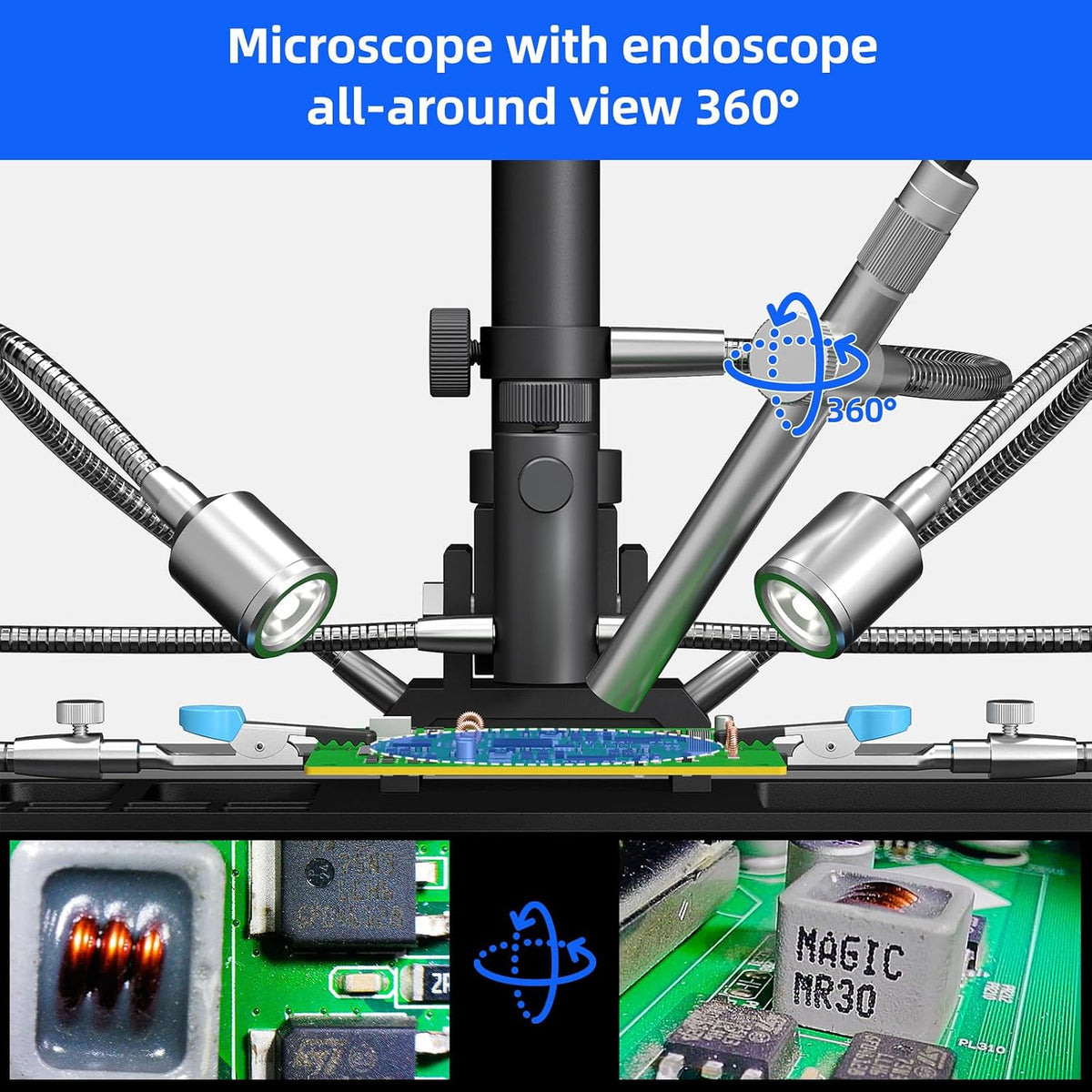 Andonstar AD409 Max Digital Microscope with Soldering Station, Endoscope