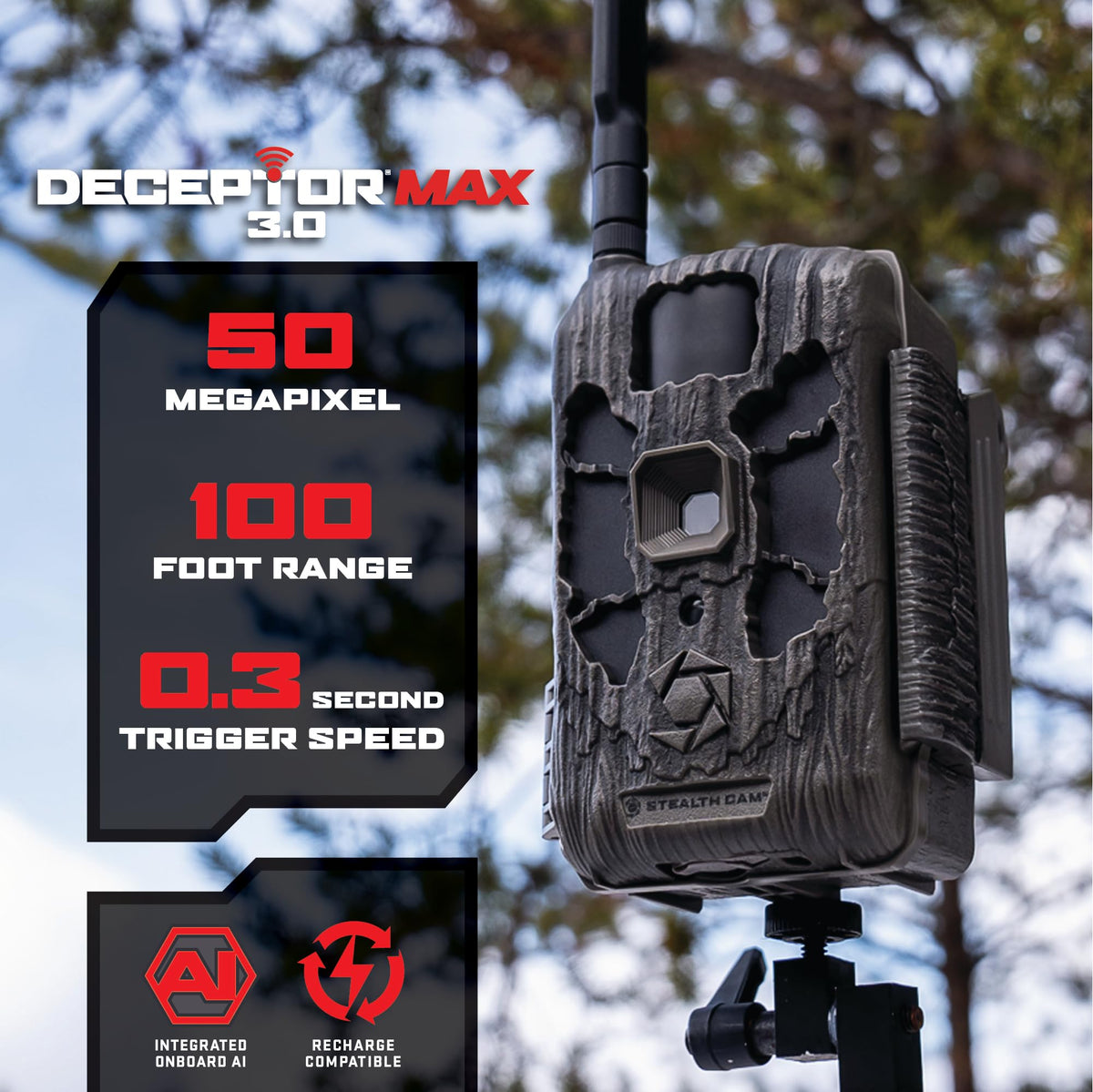 Stealth Cam Deceptor MAX 40MP 1440P QHD No-Glo LED Cellular Trail Camera